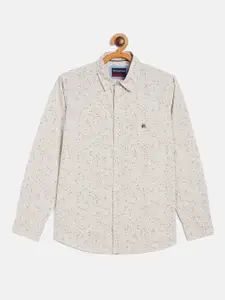 Crimsoune Club Boys Beige Opaque Printed Casual Shirt