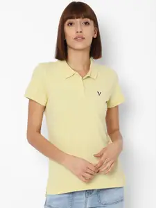 AMERICAN EAGLE OUTFITTERS Women Yellow Polo Collar T-shirt