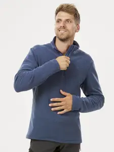 Quechua By Decathlon Men Blue Lightweight Warm Fleece Sweater Half Zip