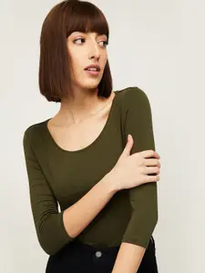 CODE by Lifestyle Women Olive Green Regular Top