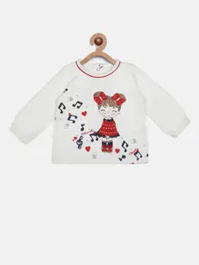 Chicco Girls White & Red Printed Applique Better Cotton Sustainable T-shirt