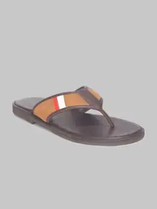 V8 by Ruosh Men Brown & Orange Suede Comfort Slip On Sandals