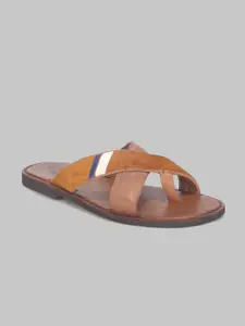 V8 by Ruosh Men Tan & White Suede Comfort Sandals