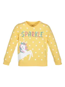 PLUM TREE Girls Yellow Printed Sweatshirt