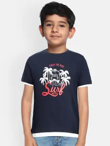 METRO KIDS COMPANY Boys Blue Printed Organic Cotton T-shirt