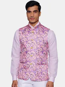 Wintage Men Pink Printed Nehru Jacket