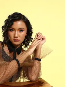 KASSUALLY Women Brown Regular Fit Tulle Casual Shirt