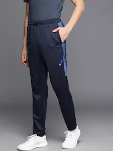 ASICS NMen Navy Blue DIAGONAL Striped Slim Fit Regular Track Pants