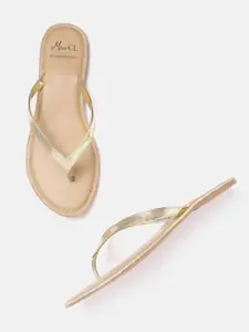 Carlton London Miss CL Women Gold-Toned Solid Open Toe Flats