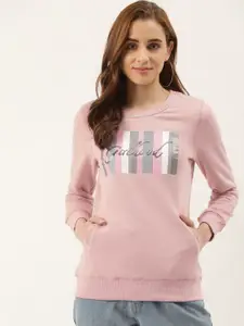 Duke Women Pink & Grey Printed Sweatshirt