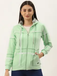 Duke Women Green Printed Hooded Sweatshirt