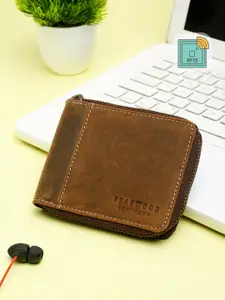 Teakwood Leathers Men Brown Solid Zip Around Wallet
