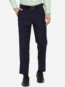 JADE BLUE Men Navy Blue Formal Trousers
