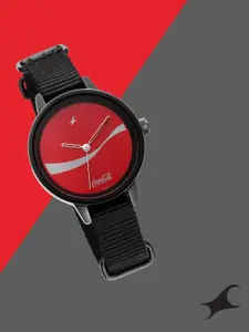 Fastrack Women Red Brass Dial & Black Strap Analogue Watch 6256NP01
