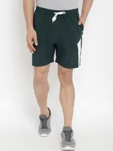 PERFKT-U Men Green & White Hydra-Cool Sports Shorts