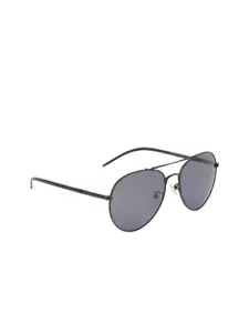 MARC LOUIS Women Grey Lens & Black Aviator Sunglasses with Polarised Lens