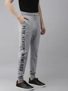 French Connection Men Grey Brand Logo Printed Slim Fit Joggers