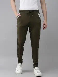 French Connection Men Olive Green Solid Slim Fit Joggers