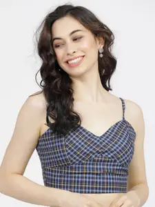 Tokyo Talkies Blue Checked Bralette Crop Top