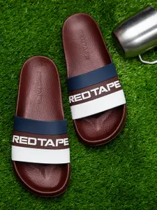 Red Tape Red Tape Men Maroon & White Printed Rubber Sliders