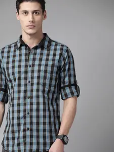 Roadster Men Blue Tartan Checked Pure Cotton  Casual Shirt