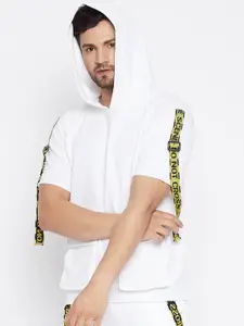FUGAZEE Men White Hooded Cotton Sweatshirt