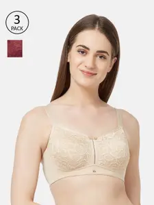 SOIE Pack Of 2 Full Coverage Padded Non-Wired Lace Bras