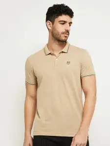max Men Khaki Polo Collar T-shirt