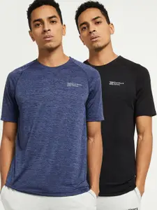 max Men Pack of 2 Black & Blue T-shirt