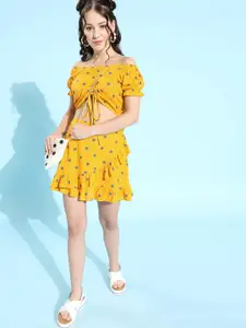 Berrylush Women Bright Yellow Polka Dots Dress