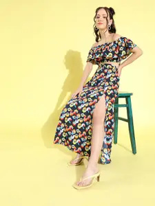 Berrylush Women Deep Navy Blue Geometric Dress