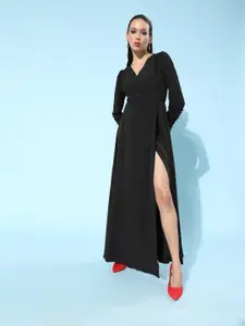 Berrylush Women Black Solid Bishop Sleeves Dress