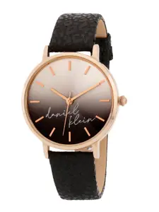 Daniel Klein Women Silver-Toned Dial & Black Leather Straps Analogue Watch DK.1.12643-7