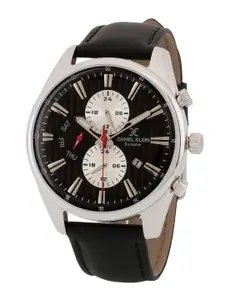 Daniel Klein Men Black Dial & Black Leather Straps Analogue Watch DK 1 12589-2