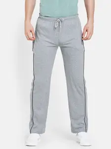 Duke Men Grey Solid Relaxed-Fit Cotton Track Pants