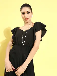 U&F Women Stylish Black Sleek Maxi Dress