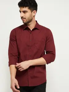 max Men Maroon Slim Fit Opaque Casual Shirt