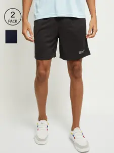 max Men Pack Of 2 Blue & Grey Sports Shorts