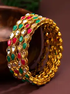 Sukkhi Elegant Pack Of 4 Women Gold-Plated Kundan Bangle