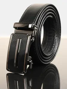 BuckleUp Men Black Solid Synthetic Leather Belt