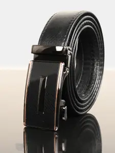 BuckleUp Men Black Solid Synthetic Leather Belt