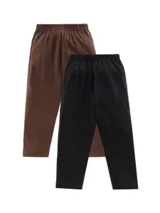 KiddoPanti Boys Pack of 2 Solid Brown & Black Pyjama Pants