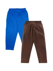 KiddoPanti Boys Pack Of 2 Blue & Brown Solid Regular Fit Pyjama Pant