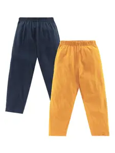 KiddoPanti Boys Solid Navy Blue & Mustard Pyjama Pants