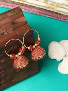 ANIKAS CREATION Red Contemporary Drop Earrings