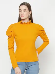Purple State Mustard Yellow Puff Sleeve Regular Top