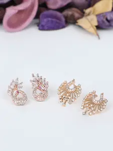 AMI Rose Gold Set of 2 Contemporary Stud Earrings