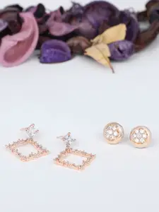 AMI Rose Gold Set of 2 Contemporary Drop Earrings