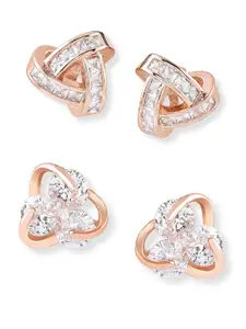 AMI Rose Gold Set of 2 Contemporary Stud Earrings