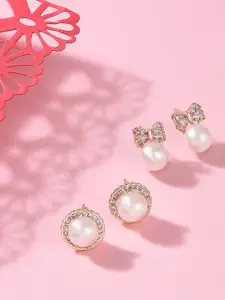 AMI Gold-Toned Set of 2 Contemporary Stud Earrings